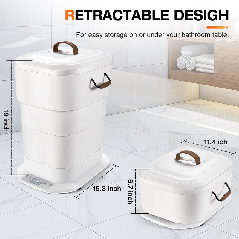 RYJNM Large Towel Warmer for Bathroom - 27L Foldable Towel Warmer Bucket with LCD Display & Remote Control, Auto Shut Off, Fits Up to Two 40"X70" Oversized Towels, Bathrobes, Blankets, and More - Image 3